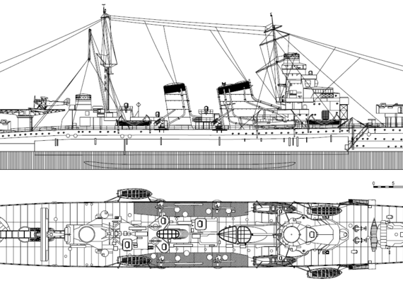 Корабль IJN Aoba [Heavy Cruiser] (1927) - чертежи, габариты, рисунки